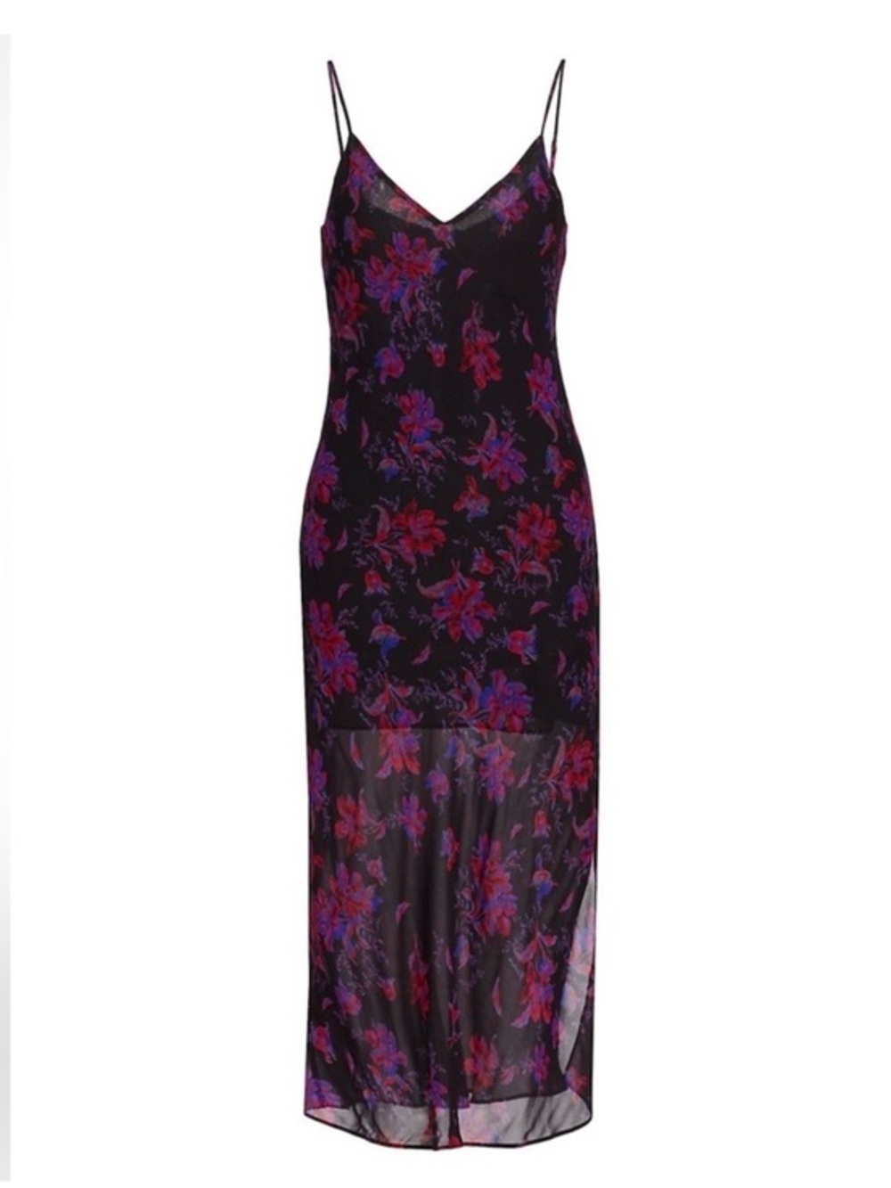 rag & bone Mallory Multi Print Silk Blend Slip Dress Size 16 NWT Purple Black